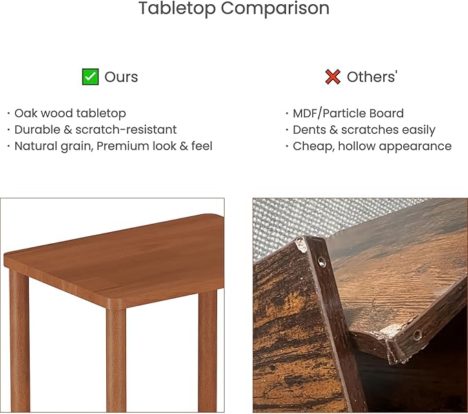 Solid Wood Side Table, 2-Tier Tall End Table with Storage Shelf, Small Nightstand Bedside Table for Bedroom, Living Room, Kids Room & Small Spaces, No-Tool Assembly,(Walnut)
