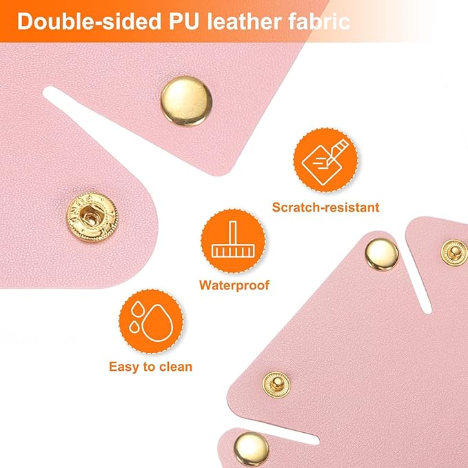 HARFINGTON 2pcs PU Leather Valet Tray Unisex Valet Tray Folding Round Catchall Tray Portable Entryway Table Tray Nightstand Bedside Desk Tray for Key Watch Coin Jewelry Dice, Pink