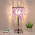 USB Bedside Crystal Lamp, 3 Way Dimmable Touch Nightstand Lamp with Dual USB Charging Ports, Lavender Table Lamp Decorative Accent Lamp Silver for Bedroom, Living Room, Office, B11 LED Bulb Included