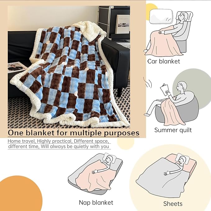 King Size Blanket for Bed - Fleece Bed Throw Blankets King Size 90"×108",Soft Plush Thick Warm Fluffy Reversible Flannel Blanket for Sofa Couch Bed for Winter All Seasons