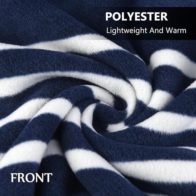 forestfish Fleece Wearable Blanket Plus Size, Comfy Lightweight Lap Blanket Poncho Throw With Buttons, 63“x 55”(Blue)