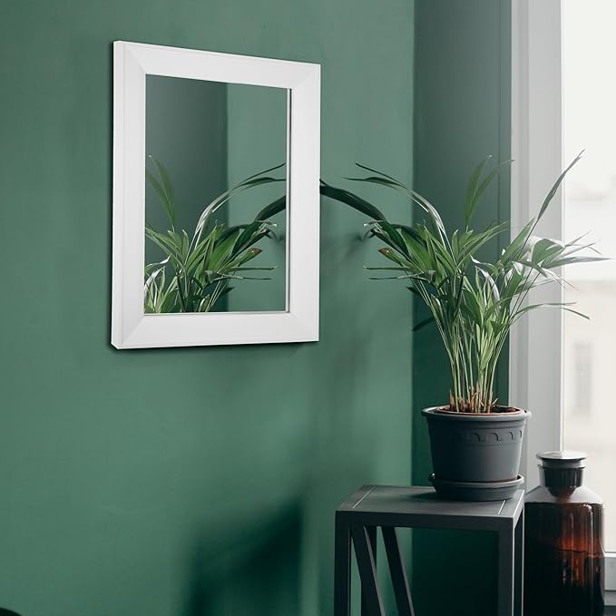 Ruomeng Rectangular Wall Mirror 12" x 16" Beveled Framed Mirror for Bathroom, Bedroom, Entryway, Living Room, White