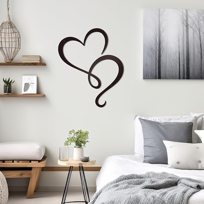 Bnesi Infinity Heart Metal Wall Art Love Signs for Home Decor Black Wall Decor Above Bed Wall Decor Minimalist Wall Art for Living Room Bedroom Bathroom Kitchen (Style H)