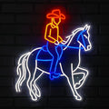 Large 24.5"x20" Cowboy Neon Sign for Wall Decor, Dimmable LED Light with Adapter, Perfect for Man Cave, Bar, Bedroom, Hip Hop Party, Birthday Gifts, or Teen Room Decor