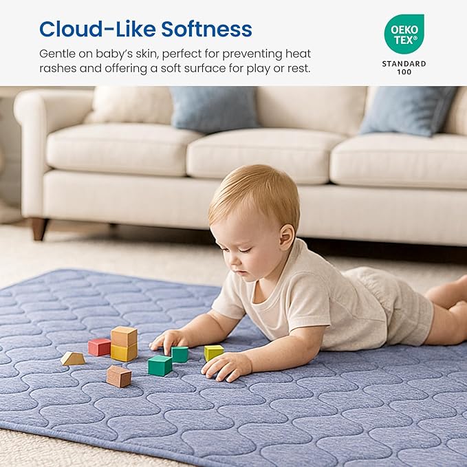 Cozy Bliss Cooling Dual-Sided Blanket for Hot Sleepers, Q-Max>0.46 Lightweight Soft Breathable Bed Blanket, Double Side Cooling Throw for Night Sweats (Denim Blue, 40"x60")
