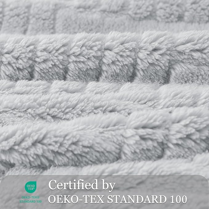 Whale Flotilla Lightweight Fleece King Size Blanket for Bed, Fuzzy Soft Blankets with Decorative Jacquard Pattern for All Season, Warm and Fluffy, 90x104 Inch, Light Grey