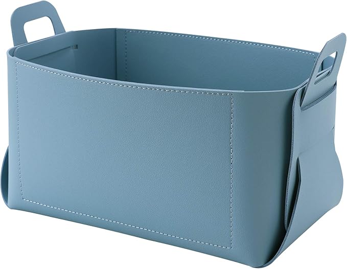 Leather Valet Tray, Jewelry Tray, Catchall Tray, Desktop Storage Organizer，Bedside Caddy for Men Key Wallet Watch Coin Phone Change,Candy Holder Sundries Tray,Convenient for Travel (06 Blue 1)