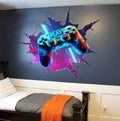 Large 3D Game Wall Decals (35.8”x32.4”), Gaming Break Through The Wall Vinyl Wall Stickers for Game Lover, Removable Video Games Artwork for Boys Playroom Bedroom Decor