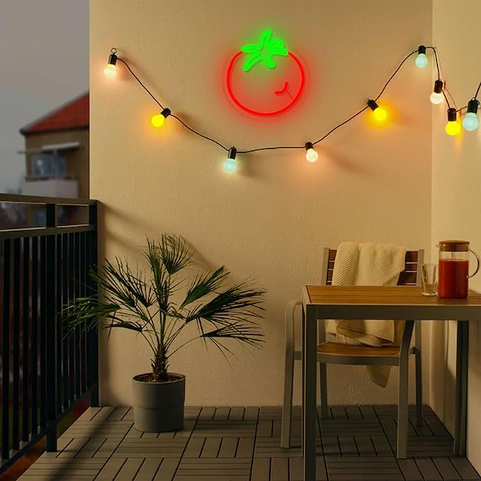 Tomato Neon Sign for Wall Decor,Cute Fruit LED Neon Light 9.4 * 10.2 inch Dimmable USB Kawaii Small Vegetables Tomato Light Up Sign for Boys Girls Room Restaurant Birthday Party barn