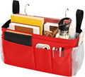 YETTASBIN Red Bedside Caddy Hanging Storage Organizer Bag with 2 Straps & Hooks for Bunk Beds, College Dorm, Hospital Bed - Holder for Books, Phone, Magazine, Glasses, Keys