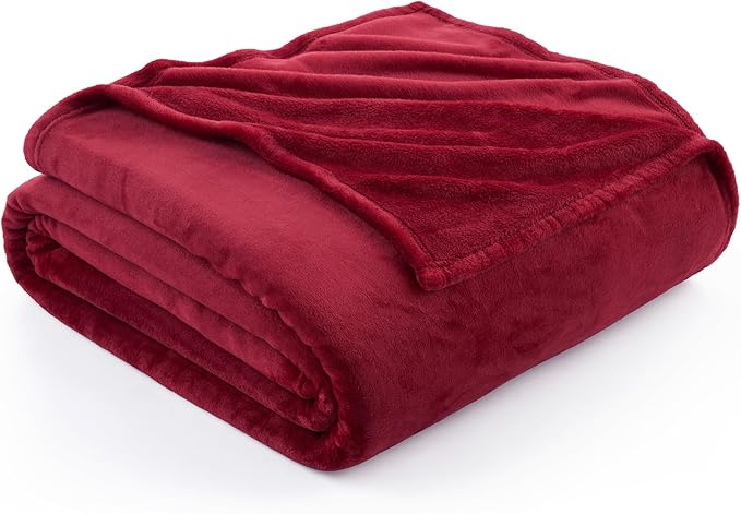 Hansleep Fleece Red Throw Blanket, Super Soft Flannel Fuzzy Plush Cozy Blanket for All Seasons, Red, Throw 50x60 Inches