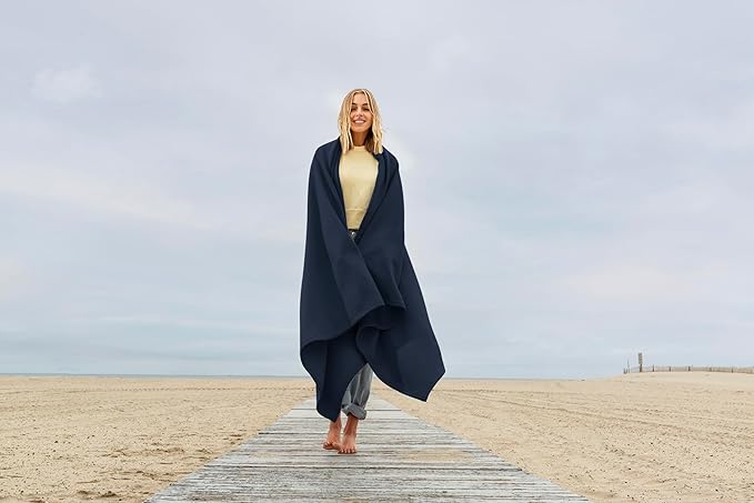 MV Sport Lightweight Sweatshirt Blanket Throw – Warm & Cozy, Breathable Oversized Fleece Knit, Couch, Bed, Travel, Cold Nights, and Outdoors – Soft Light Weight Blanket 54" x 84" Vintage Blue