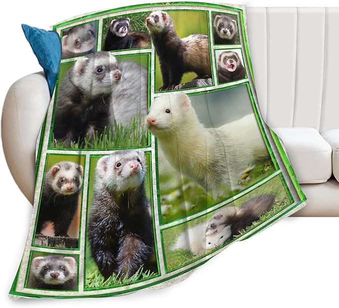 Ferret Blanket for Girls Women Boys Men Adults Kids Soft Cozy Fleece Cute Ferrets Throw Blankets Gifts Warm Flannel Plush Lightweight Decor for Couch Bed Sofa 50"X40"
