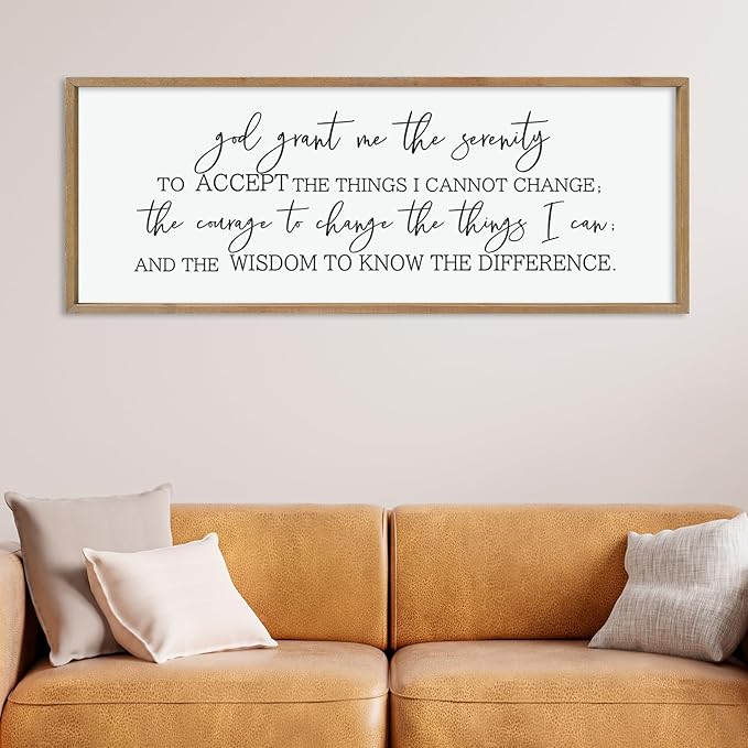 LuZhiQiang God Grant Me Prayer Wall Decor Christian Serenity Prayer Sign 40"X15" God Jesus Catholic Prayer Bible Verse Inspirational Quotes for Living Room Bedroom Office Large Hanging Art (Wood)