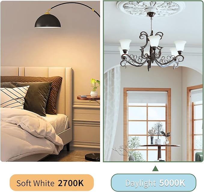 24-Packs A19 LED Light Bulbs,100 Watt Equivalent Daylight 5000K Bright Bulbs Efficient 13W,1500 Lumens E26 Base, Non-Dimmable, 15000-Hour Lifespan for Bedroom, Living Room, Office