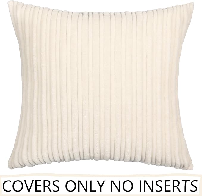 UGASA Velvet Soft Solid Decorative Square Throw Pillow Covers Cushion Case for Sofa Bedroom, 1 Pc, 18x18Inch (45x45cm), Cream