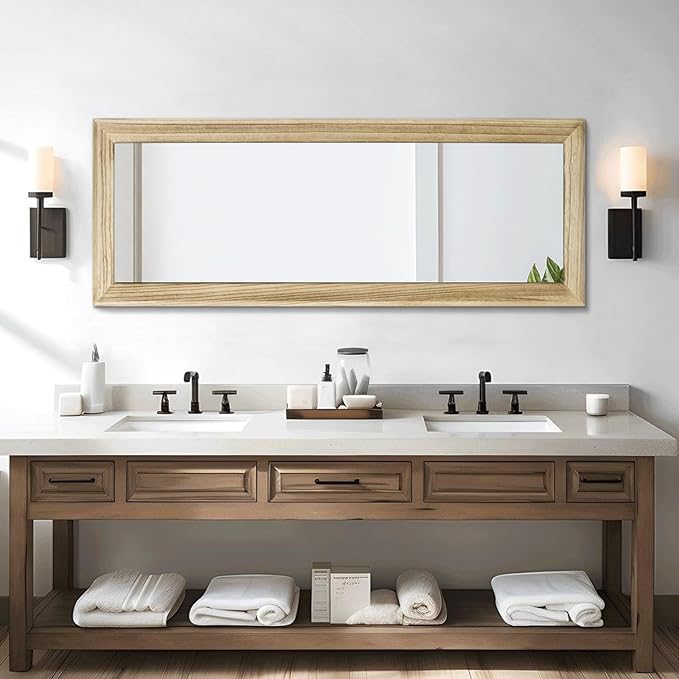 AAZZKANG Full Length Door Mirror Wooden Frame Large Mirrors for Wall 43"x14" Rectangular for Bedroom Living Room Bathroom Dressing Room Entryway