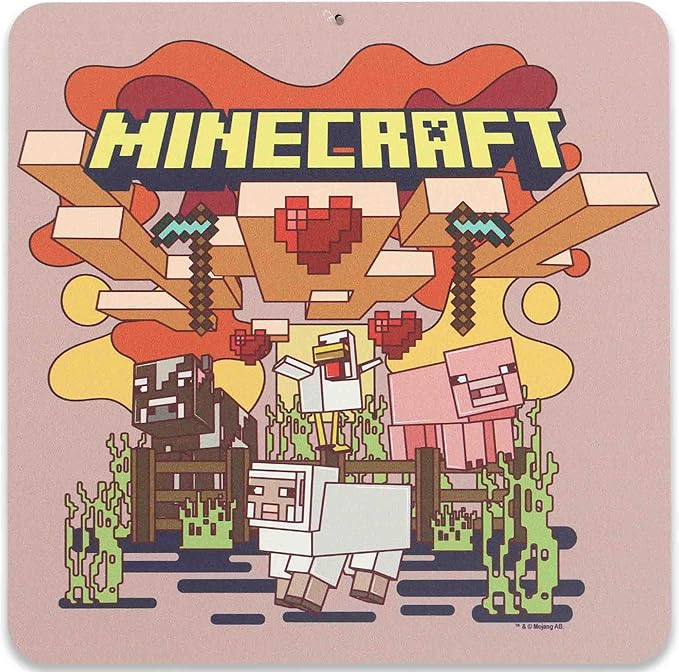 Open Road Brands Minecraft Scene Metal Wall Decor - Fun Minecraft Sign for Bedroom or Game Room