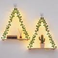 RICHER HOUSE Floating Shelves for Wall, Set of 2 Macrame Hanging Shelf with Artificial Ivy & LED Lights, Boho Room Decor for Bedroom Living Room