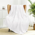 Exclusivo Mezcla Fleece Pure White Throw Blanket for Couch, Sofa, Super Soft and Warm Blankets, All Season, Cozy, Plush, Lightweight, 50x60 Inches