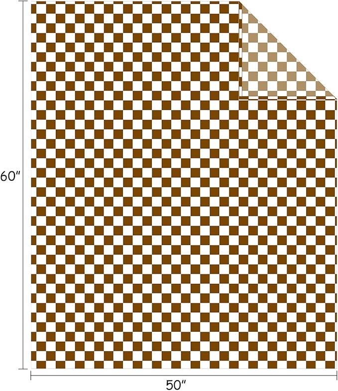 FY FIBER HOUSE Checkered Flannel Fleece Throw Blanket Soft Cozy Checkerboard Grid Print Chessboard Gingham Pattern Blankets for Bed Couch Sofa, 50"x60", Oak