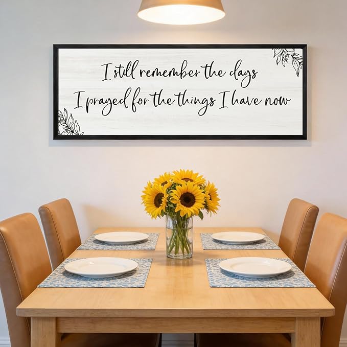 I Still Remember the Days Framed Wall Art - 40x15 Inch Wooden Inspirational Quote Sign, Gratitude & Faith-Inspired Home Decor for Living Room Bedroom Entryway, Black