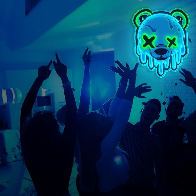 Ice Bear Neon Sign, Cool Led Sign for Wall Decor - Usb Powered, Adjustable Brightness Anime Bear Led Light for Bedroom, Bar, Pub, Party, Man Cave Decor, Unique Gift for Teenage Boys