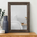 Retro Wall Mirror with Wood Framed Large Rectangle Hanging Mirrors 26"x18" Decorative for Bathroom Bedroom Living Room