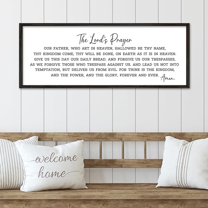 The Lords Our Father Prayer Wall Decor Bible Verse Sign 40"×15" Christian Scripture Large Wood Framed Do It Anyway Wall Hanging Art (Black)