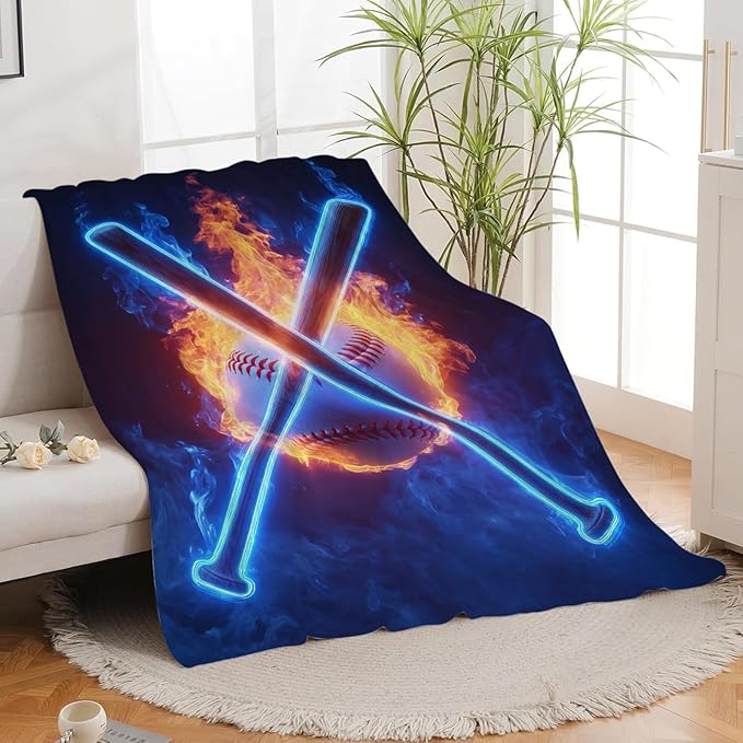 Baseball Blanket for Girls Women Boys Men Adults Kids Soft Cozy Fleece Sports Throw Blankets Gifts Warm Flannel Plush Lightweight Decor for Couch Bed Sofa 80"X60"