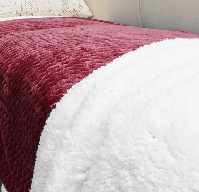 Catalonia Sherpa Throws Blanket, Super Soft Comfy Fluffy Fuzzy Fleece Plush Blanket for Sofa Couch Bed Reversible All Season for Senior Adults