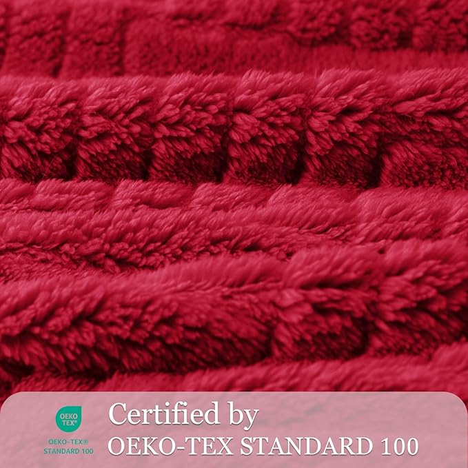 Whale Flotilla Lightweight Fleece Twin Size Blanket for Bed, Fuzzy Soft Blankets with Decorative Jacquard Pattern for All Season, Warm and Fluffy, 60x80 Inch, Red