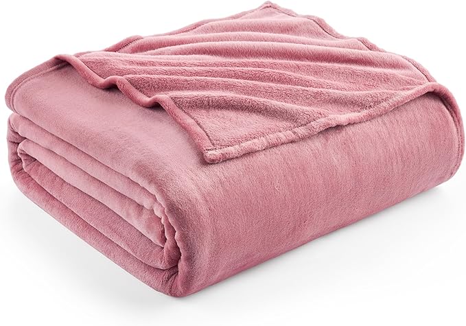 Hansleep Fleece Dusty Rose Throw Blanket, Flannel Fuzzy Plush Cozy Blanket for All Seasons, Dusty Rose, Throw 50x60 Inches