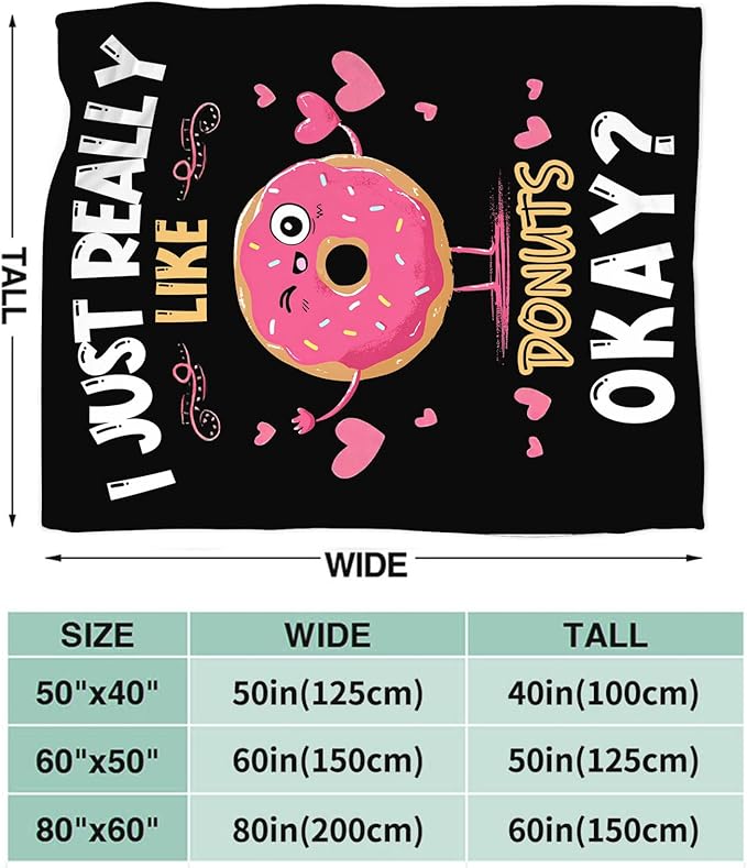 Donut Blanket for Girls Women Boys Men Adults Kids Soft Cozy Fleece Dessert Cake Throw Blankets Lovers Gifts Warm Flannel Plush Lightweight Decor for Couch Bed Sofa 50"X40"