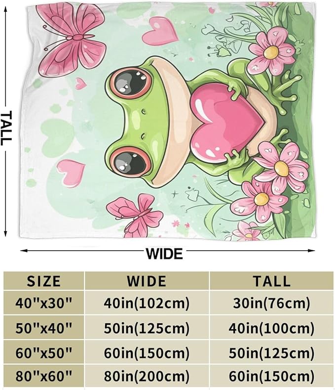 Frog Gifts Warm Cozy Cute Throw Blanket Soft Lightweight Fleece Plush Fuzzy Blanket for Girls Women Kids Adults Bed Decor 50"X60"