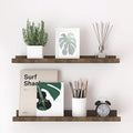 Floating Shelves for Wall Decor, Long Wall Mounted Storage Shelf for Bedroom, Living Room, Bathroom, Kitchen, Nursery, Rustic Display Picture Ledge Shelf with Lip Set of 2-24 Inches, Brown