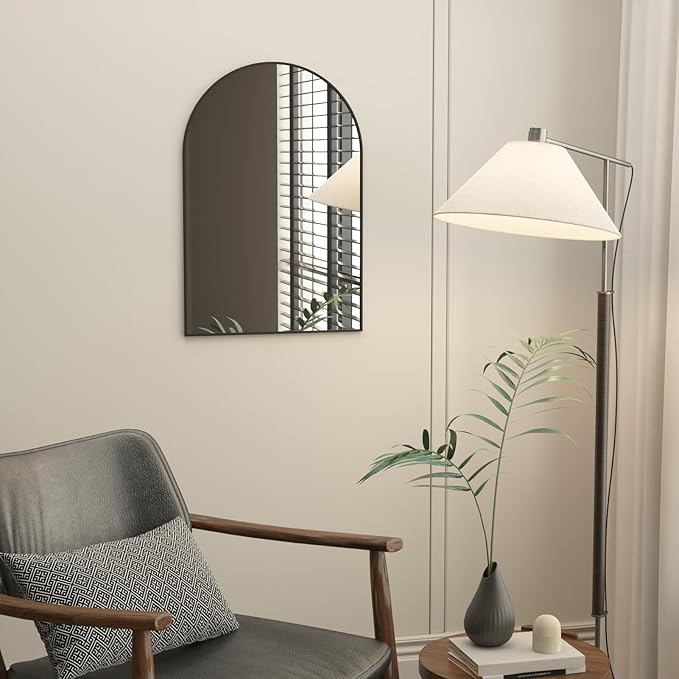 Giftgarden Black Arched Mirror 20x30 Inch, Arch Bathroom Mirror Wall Mounted with Aluminum Frame for Vanity, Powder Room, Bedroom, Mantle