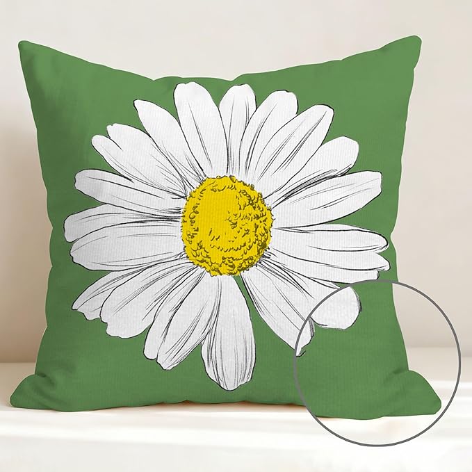 Hexagram Spring Summer Pillow Covers 18x18 Set of 4, Outdoor Floral Daisy Decorative Green Throw Pillow Covers, You are My Sunshine Farmhouse Cushion Case for Couch Sofa Indoor Home Decor(No Insert)