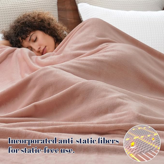 PHF Ultra Soft Fleece Blanket Twin Size, No Shed No Pilling Luxury Plush Cozy 300GSM Lightweight Blanket for Bed, Couch, Chair, Sofa Suitable for All Season, 66" x 90", Rose Pink