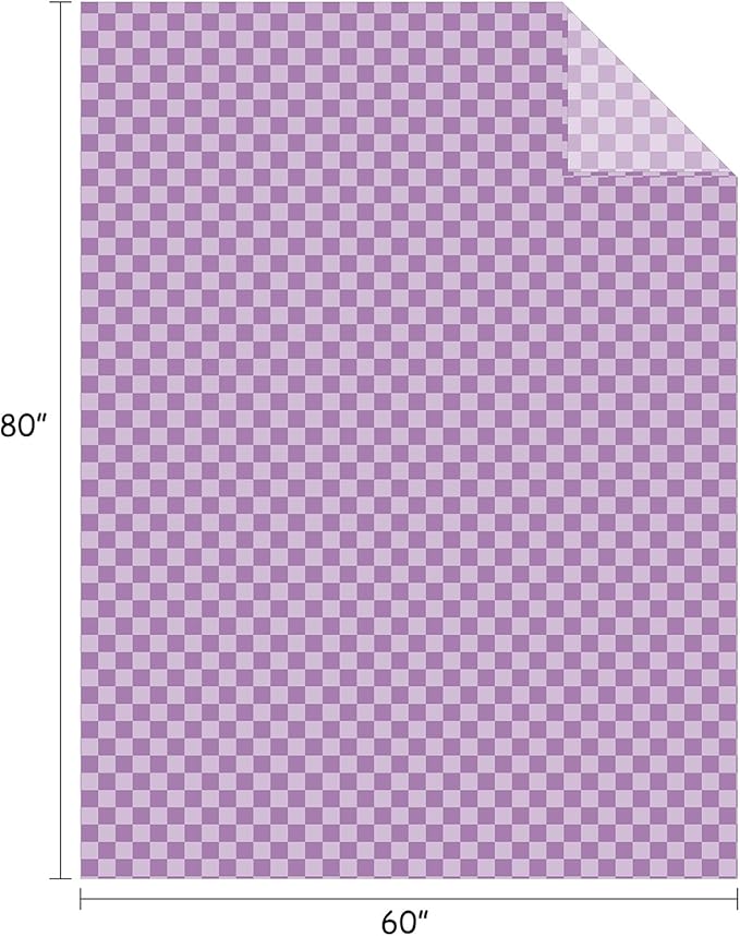 FY FIBER HOUSE Checkered Flannel Fleece Throw Blanket Soft Cozy Checkerboard Grid Print Chessboard Gingham Pattern Blankets for Bed Couch Sofa, 60"x80", Purple