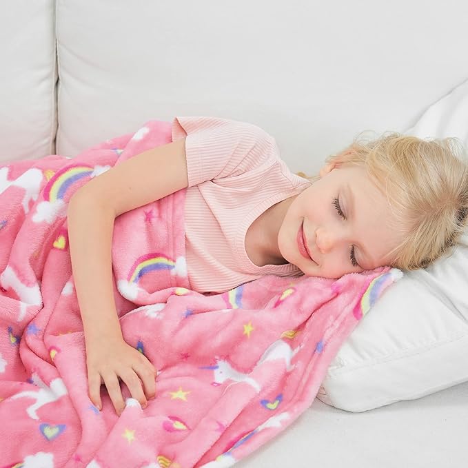 Softan Unicorn Blanket for Girls, Kids Throw Blanket for Boys and Girls Soft Cozy Flannel, Cute Pink Unicorn Blanket for Sofa Couch Bed, Christmas Birthday Gift for Kids Toddler, 50x60 Inches