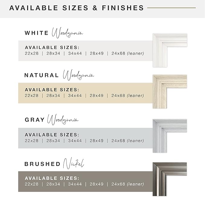MCS Ezra 34.66x44.66 Large Wall Mirror, Gray Woodgrain & Beveled Mirror, Vertical & Horizontal Wall Hanging Mirror for Bathroom, Bedroom & Livingroom