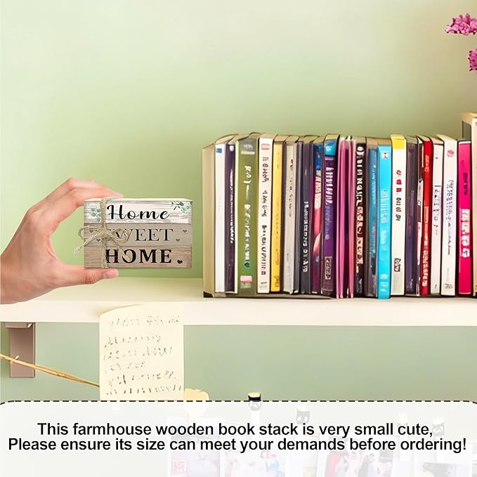 Mini Decorative Books For Home Decor, Small Wood Book Stack For Table Decor, Home Sweet Home decoration Books For Living Room Bookshelf, Farmhouse Stacked Books decoration（L49)