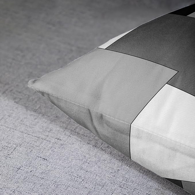 Emvency Set of 2 Grey Geometric Throw Pillow Cover Black Gray White Painting Abstract Checkered Design Decorative Pillow Case Modern Home Decor Standard Square 12x20 Inch Cushion Pillowcase