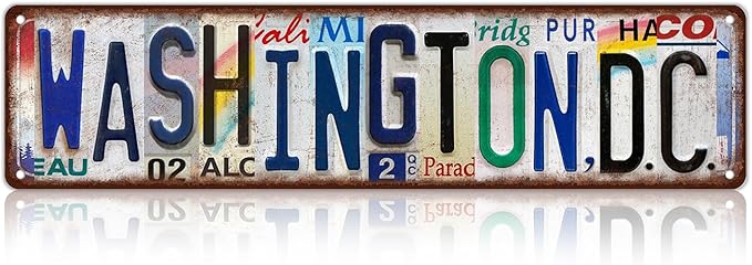 Vintage City Street Sign Washington,D.C. Wall Decor Metal Tin Signs for Bar Home Bedroom Garage