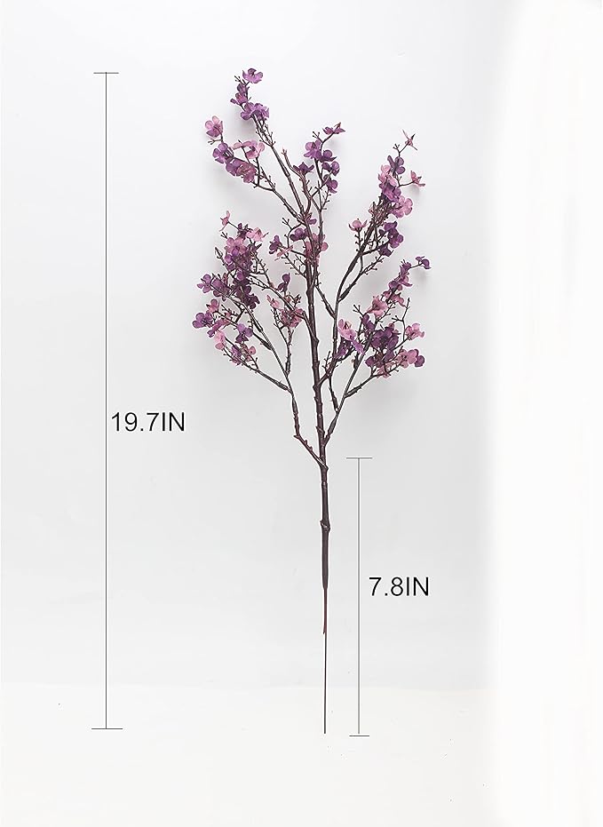 JAKY-Global Babys Breath Fabric Cloth Artificial Flowers 12 Bundle European Fake Silk Plants Farmhouse Decor Wedding Party Decoration Bouquets Real Touch DIY Home Garden (Autumn Purple-12pcs)