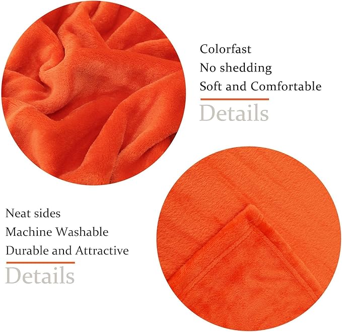 NANPIPER Fleece Blankets Super Soft Flannel Queen Size Blanket for Bed Luxury Cozy Microfiber Plush Fuzzy Blanket,Orange