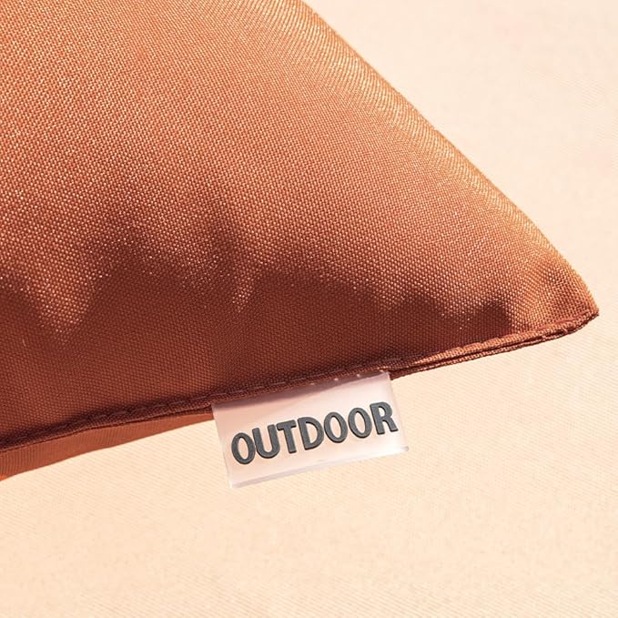 MIULEE Pack of 2 Decorative Outdoor Waterproof Pillow Covers Square Garden Cushion Sham Throw Pillowcase Shell for Fall Patio Tent Couch 16x16 Inch Rust