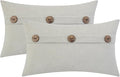 HWY 50 Light Grey Gray Chenille Throw Pillow Covers 12x20 Inch with Triple Buttons, Soft Farmhouse Accent Decorative Cushion Cases for Couch Sofa Living Room Pack of 2 Rectangle