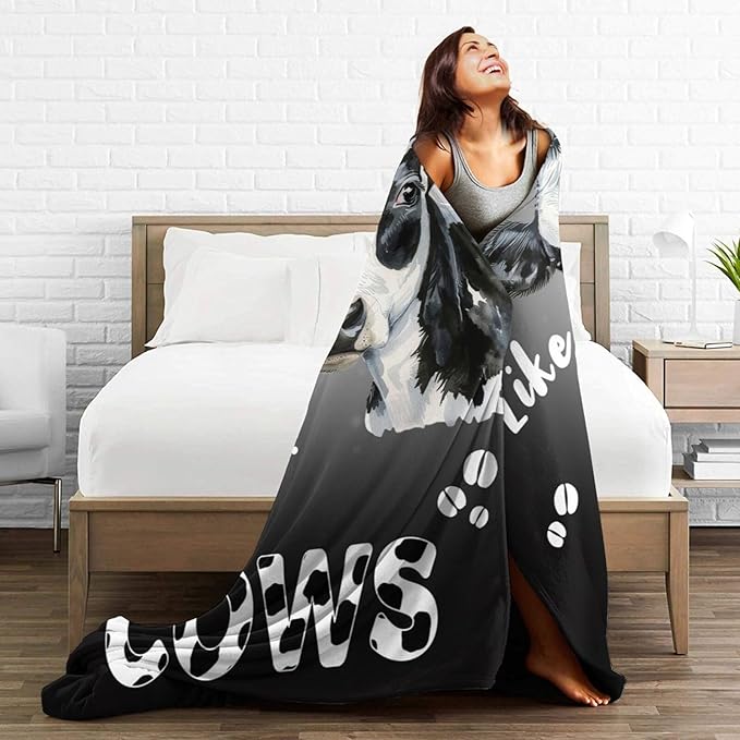 Cow Throw Blanket - Soft Plush Fleece Farm Animal Bedding Blankets- Cozy Cow Print Stuff Gifts for Women Girls Kids Adults 40"X50"